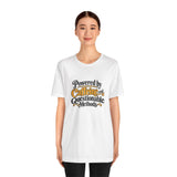 White crew-neck short-sleeve T-shirt with 