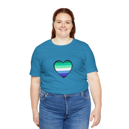 Gay Men’s Pride Flag Heart T-Shirt – LGBTQ+ Flag Design on Unisex Tee
