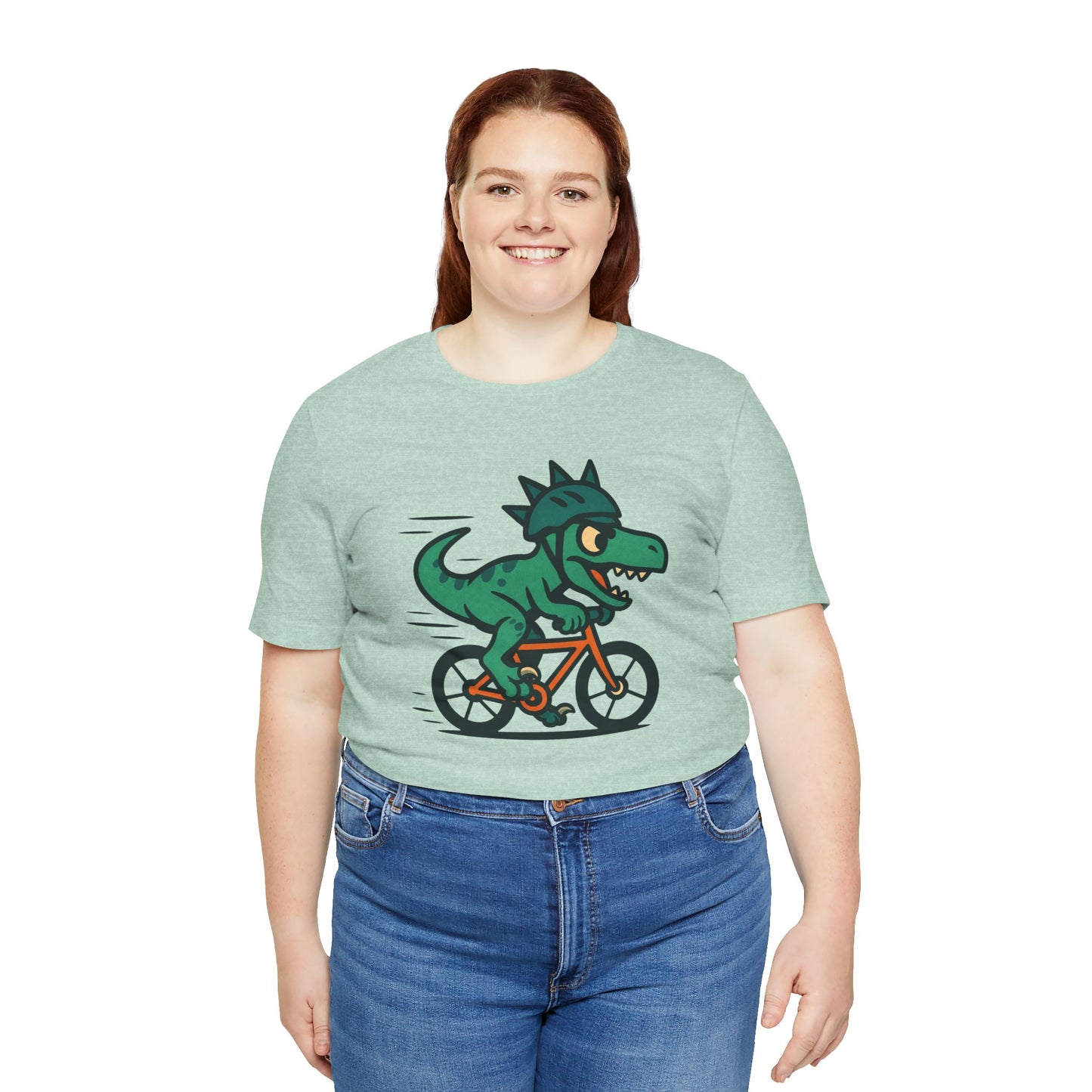 Velociraptor on a Bike T-Shirt – Funny Dino Velo Tee