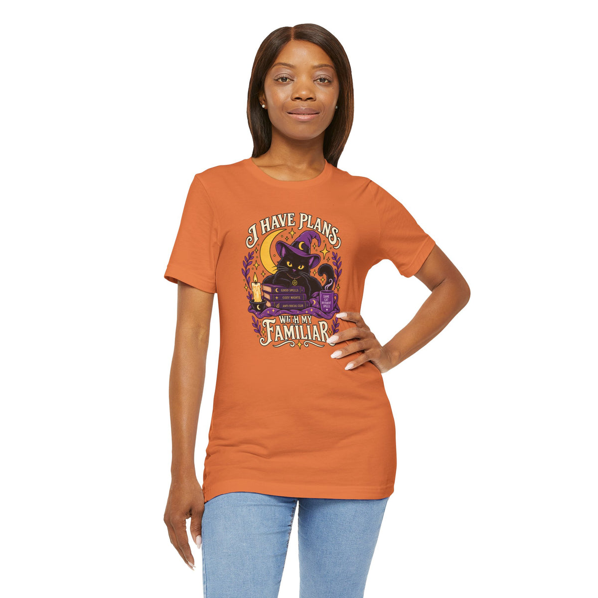 I Have Plans With My Familiar T-Shirt - Funny Witchy Introvert Cat Tee