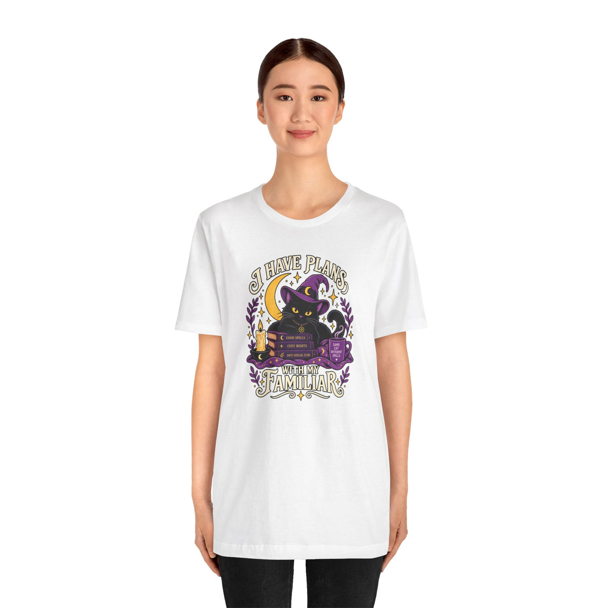 I Have Plans With My Familiar T-Shirt - Funny Witchy Introvert Cat Tee
