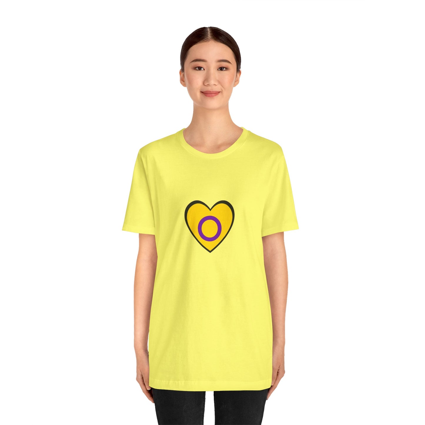 Intersex Pride Flag Heart T-Shirt – Minimalist LGBTQ+ Support Tee