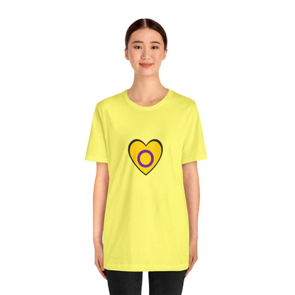 Intersex Pride Flag Heart T-Shirt – Minimalist LGBTQ+ Support Tee