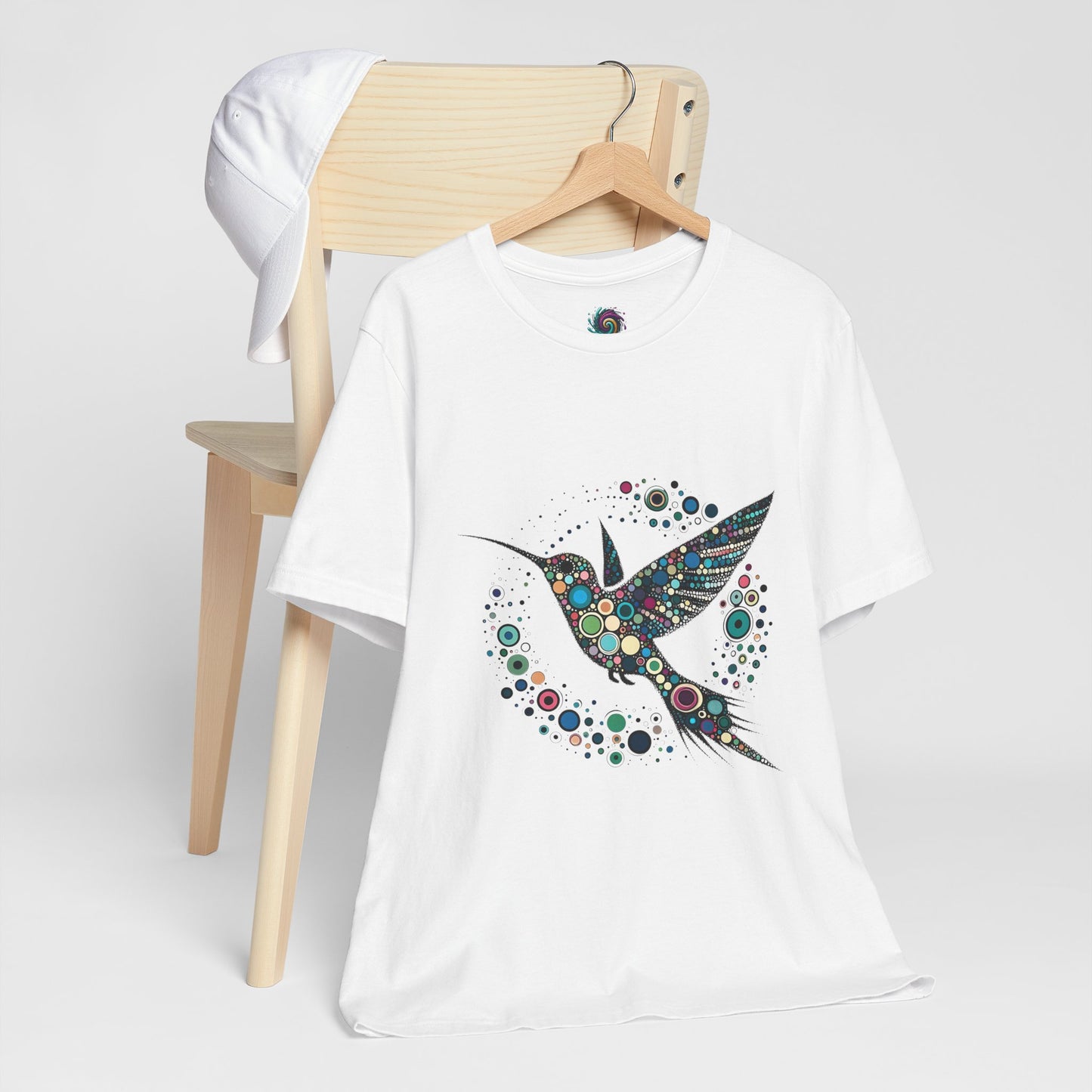 Hummingbird Dot Art T-Shirt – Colorful Nature-Inspired Graphic Tee