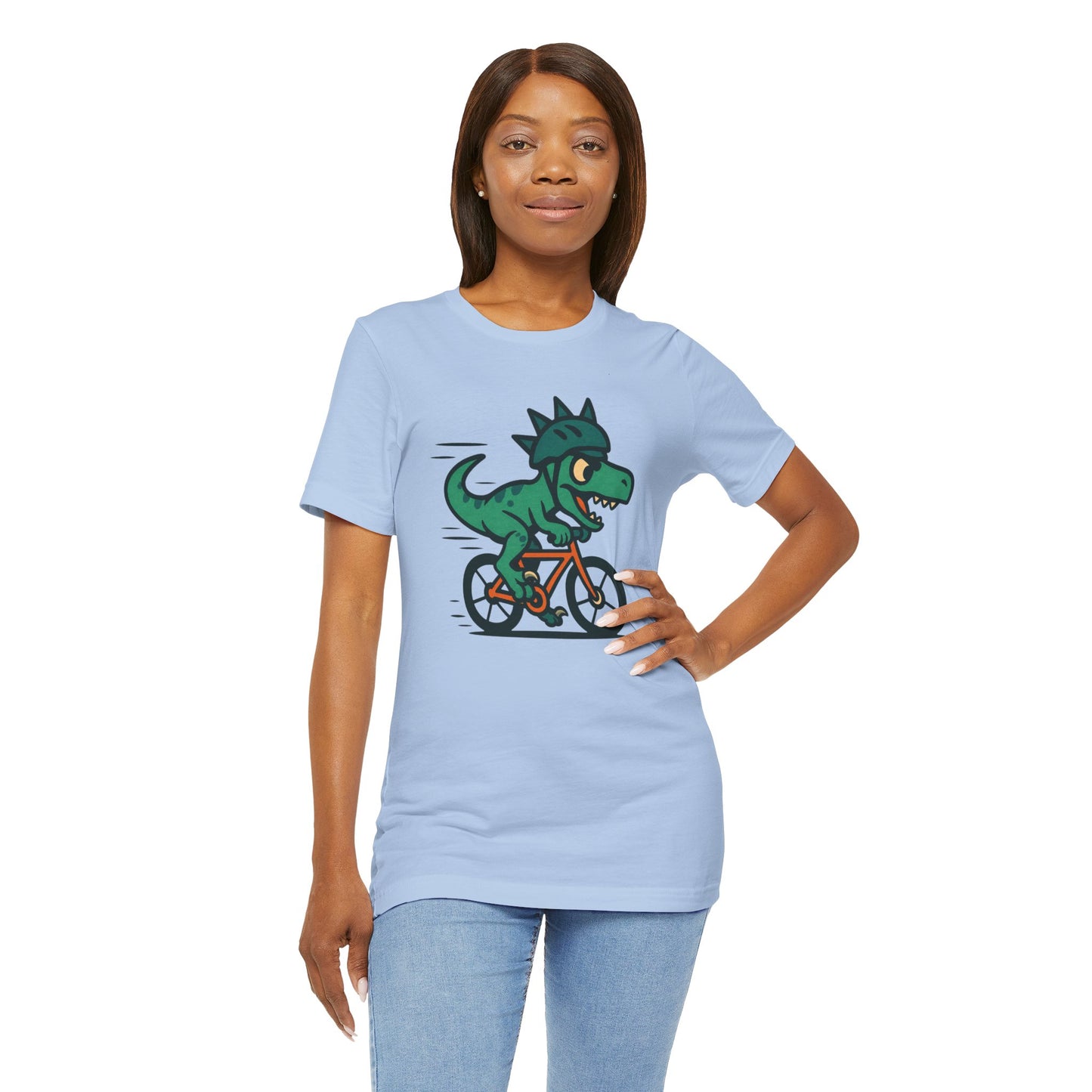 Velociraptor on a Bike T-Shirt – Funny Dino Velo Tee