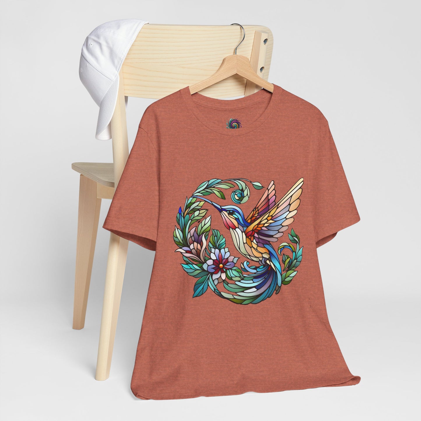 Stained Glass Hummingbird Tee – Vibrant Nature Shirt - WhimSpin - https://whimspin.com