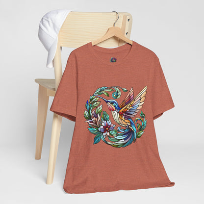 Stained Glass Hummingbird Tee – Vibrant Nature Shirt - WhimSpin - https://whimspin.com