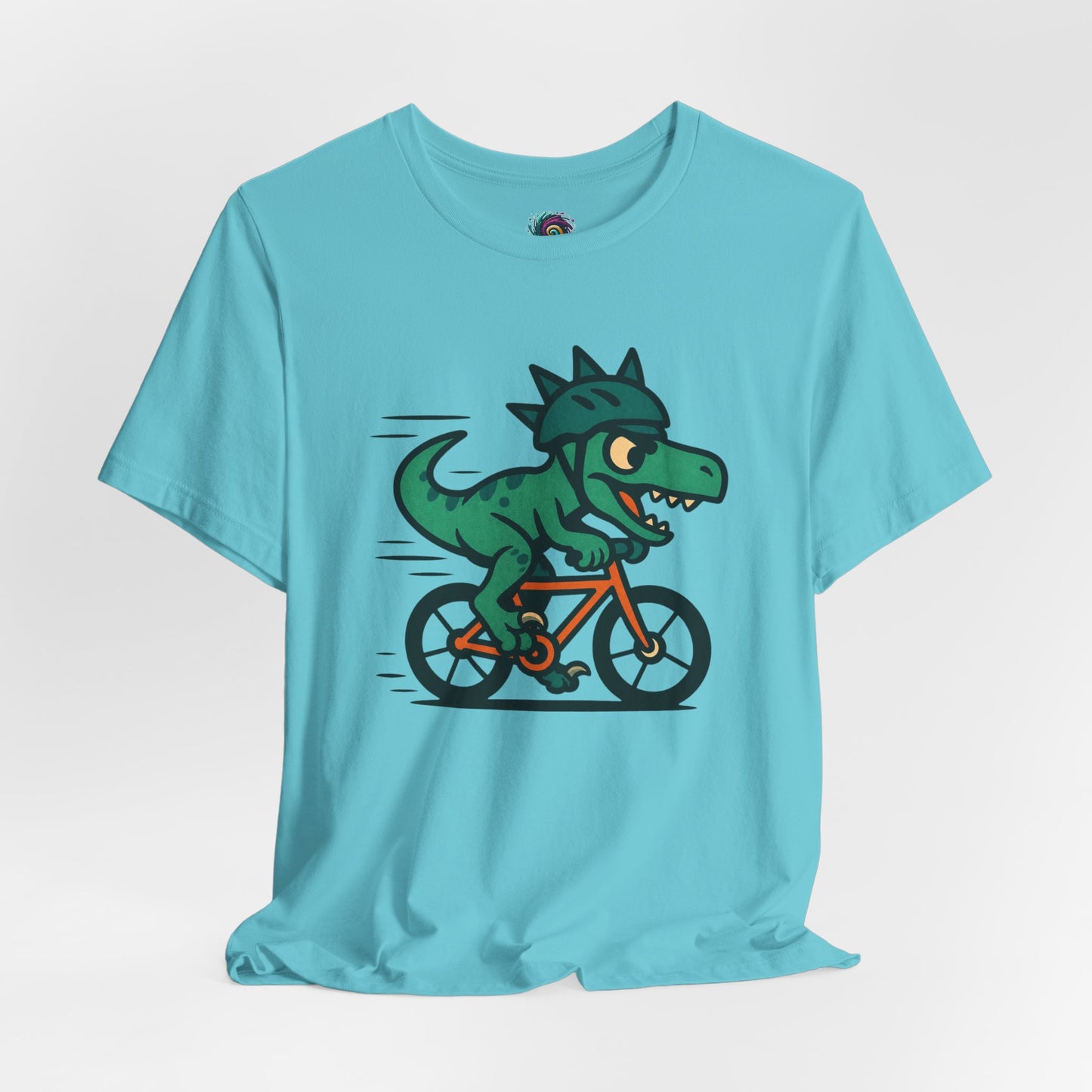 Velociraptor on a Bike T-Shirt – Funny Dino Velo Tee