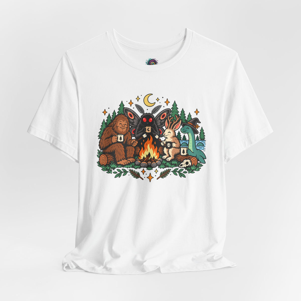 Cryptid Campfire T-Shirt – Bigfoot, Mothman & Nessie Tee