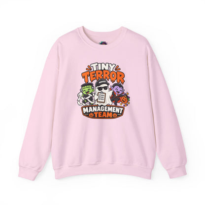 Tiny Terror Management Team Sweatshirt – Funny Halloween Parent Crewneck