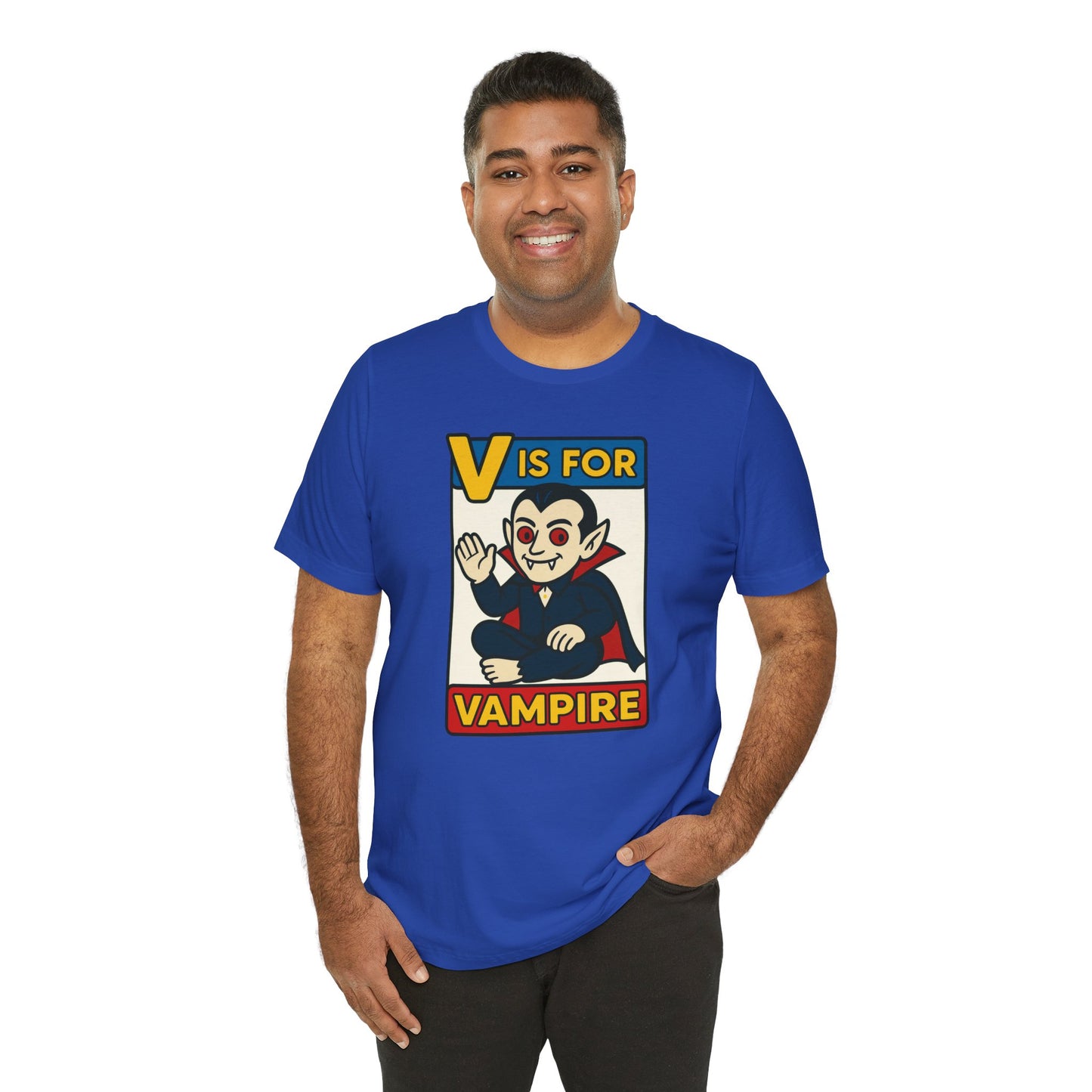 V is for Vampire T-Shirt – Funny Halloween Legend Alphabet Tee