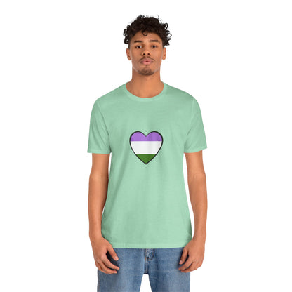 Genderqueer Flag Heart T-Shirt – Unisex LGBTQ+ Graphic Tee