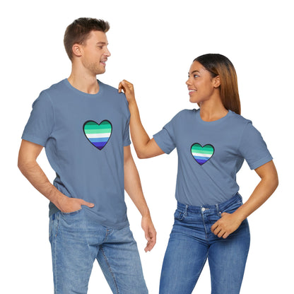 Gay Men’s Pride Flag Heart T-Shirt – LGBTQ+ Flag Design on Unisex Tee