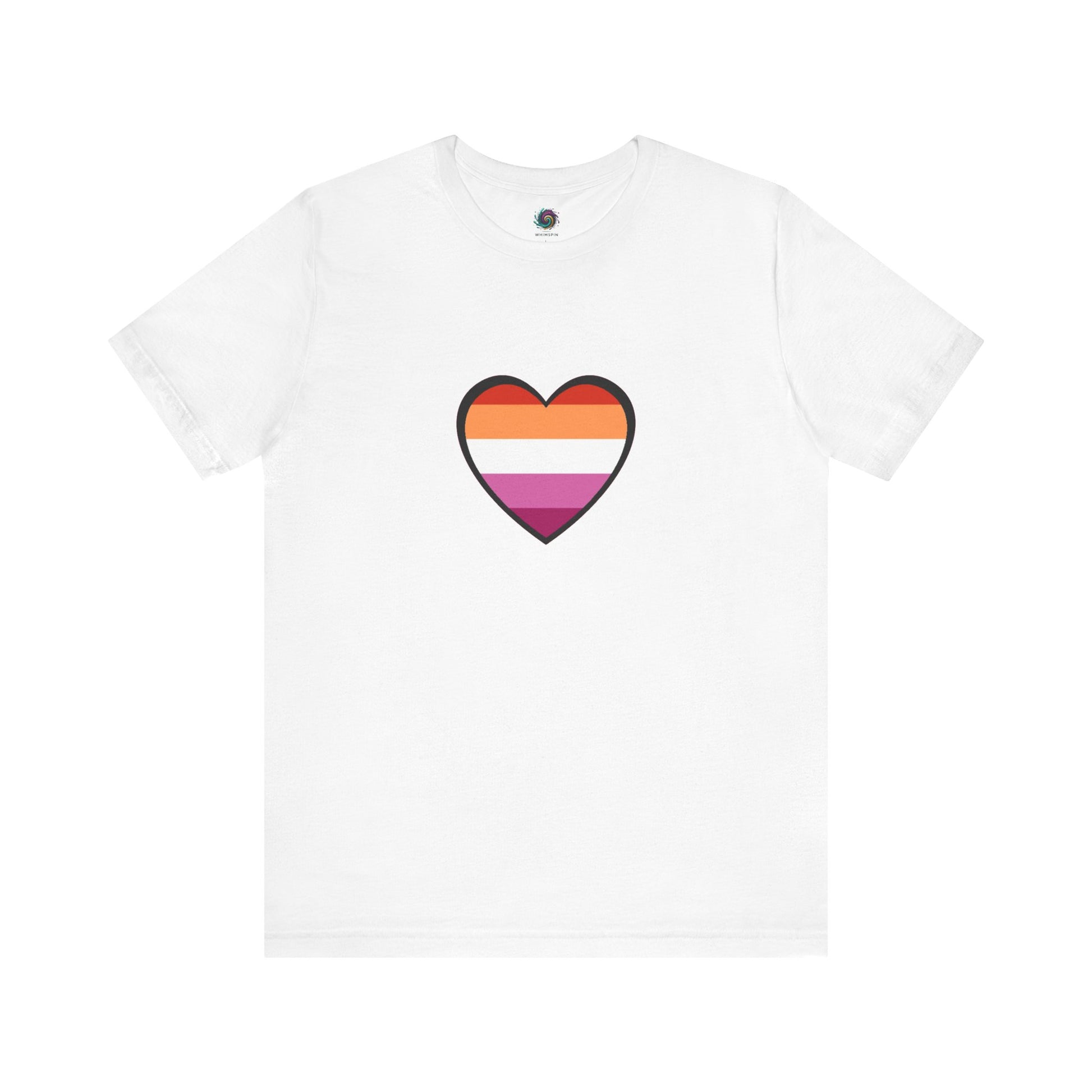 Lesbian Pride Flag Heart T-Shirt – Bold LGBTQ+ Graphic Tee - WhimSpin - https://whimspin.com