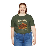 Green T-shirt with vintage pecan pie anatomy graphic on the chest