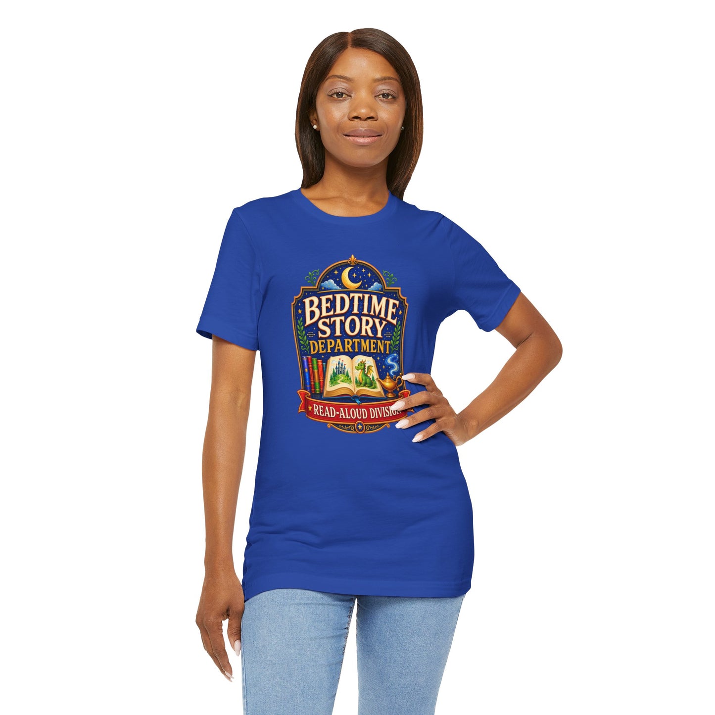 Bedtime Story Department T-Shirt – Read-Aloud Parent Tee