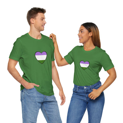Genderqueer Flag Heart T-Shirt – Unisex LGBTQ+ Graphic Tee