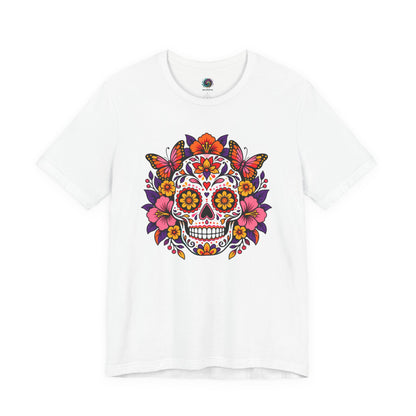 Floral Sugar Skull T-Shirt – Colorful Día de los Muertos Inspired Tee