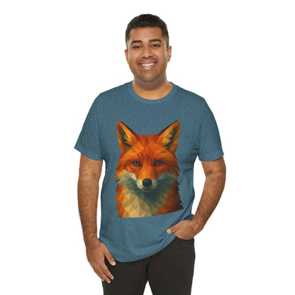 Geometric Fox T-Shirt – Polygon Animal Tee with Nature Vibes - WhimSpin - https://whimspin.com