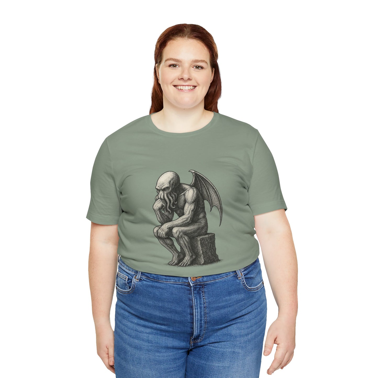Cthulhu The Thinker Tee – Lovecraftian Parody Shirt