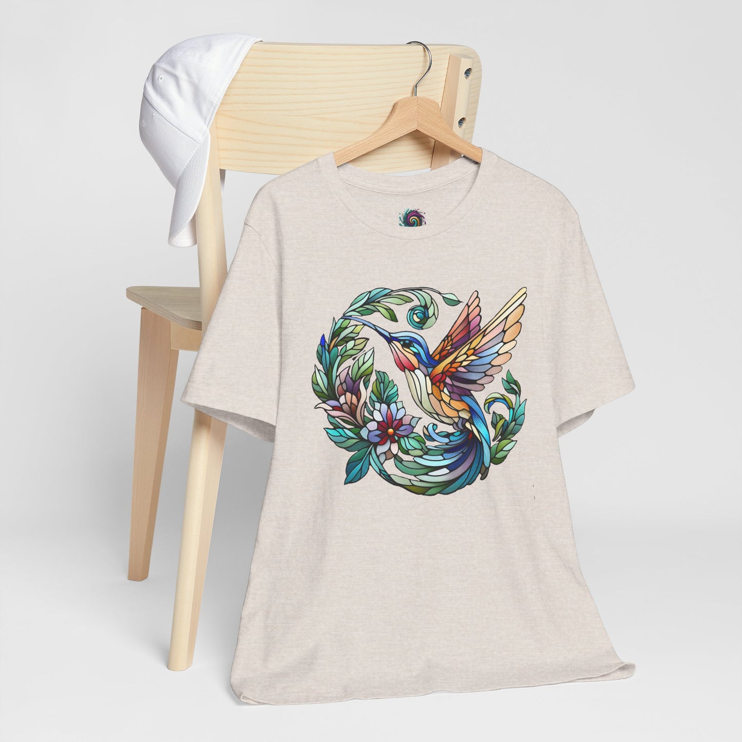 Stained Glass Hummingbird Tee – Vibrant Nature Shirt