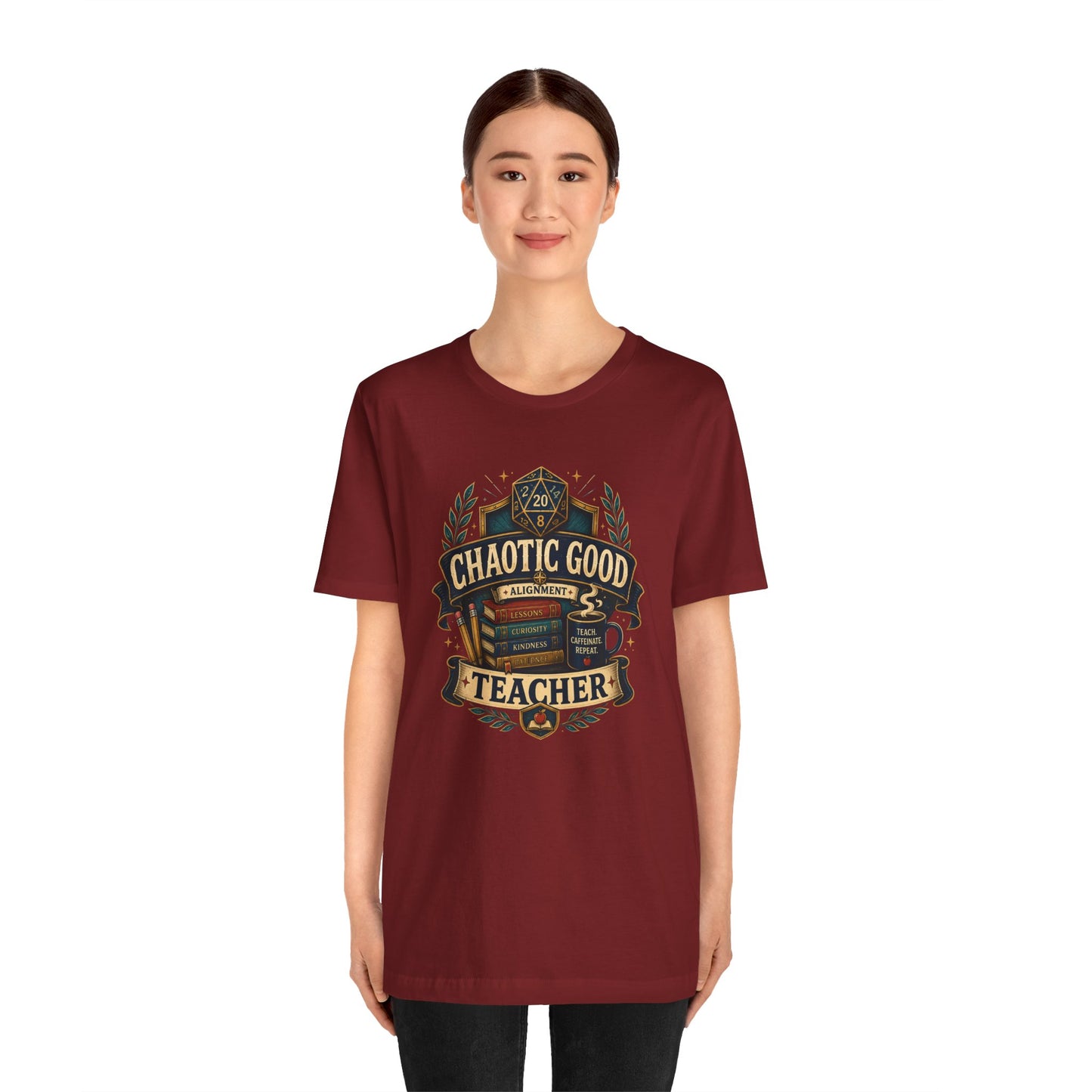Chaotic Good Teacher T-Shirt – RPG Teacher Graphic Tee