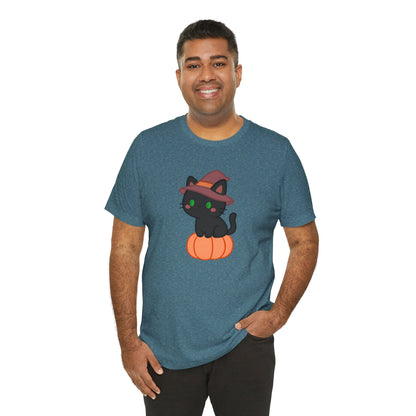 Halloween Cat Shirt – Cute Cat on a Pumpkin Graphic Tee