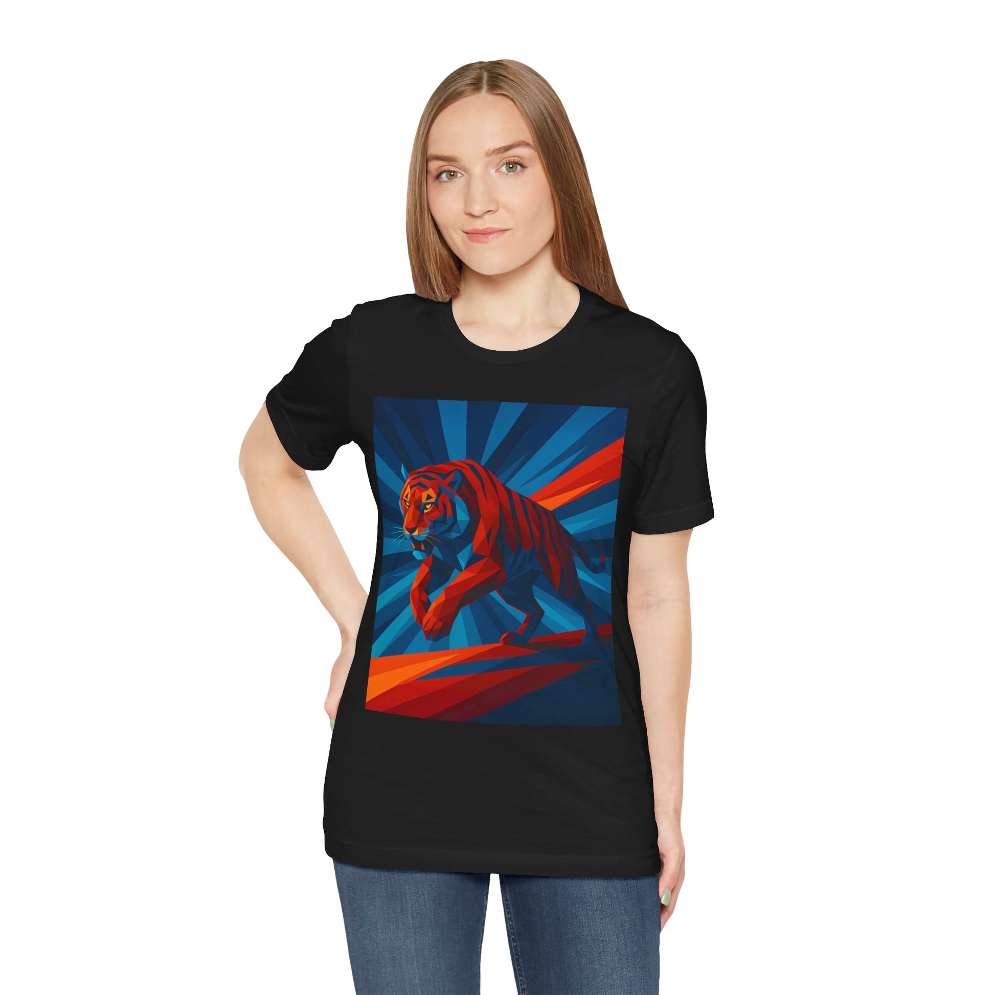 Geometric Tiger T-Shirt – Bold Jungle Animal Tee in Abstract Style - WhimSpin - https://whimspin.com