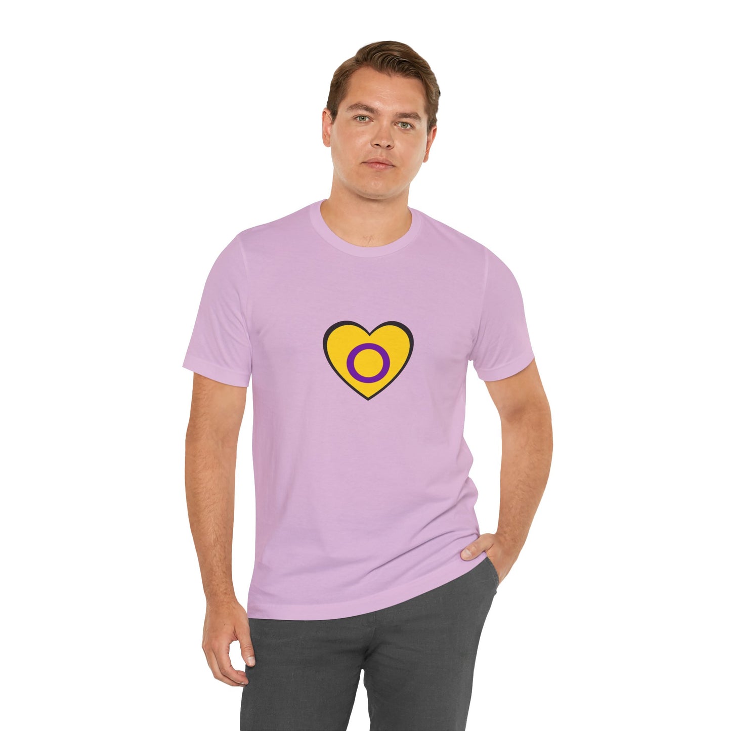 Intersex Pride Flag Heart T-Shirt – Minimalist LGBTQ+ Support Tee