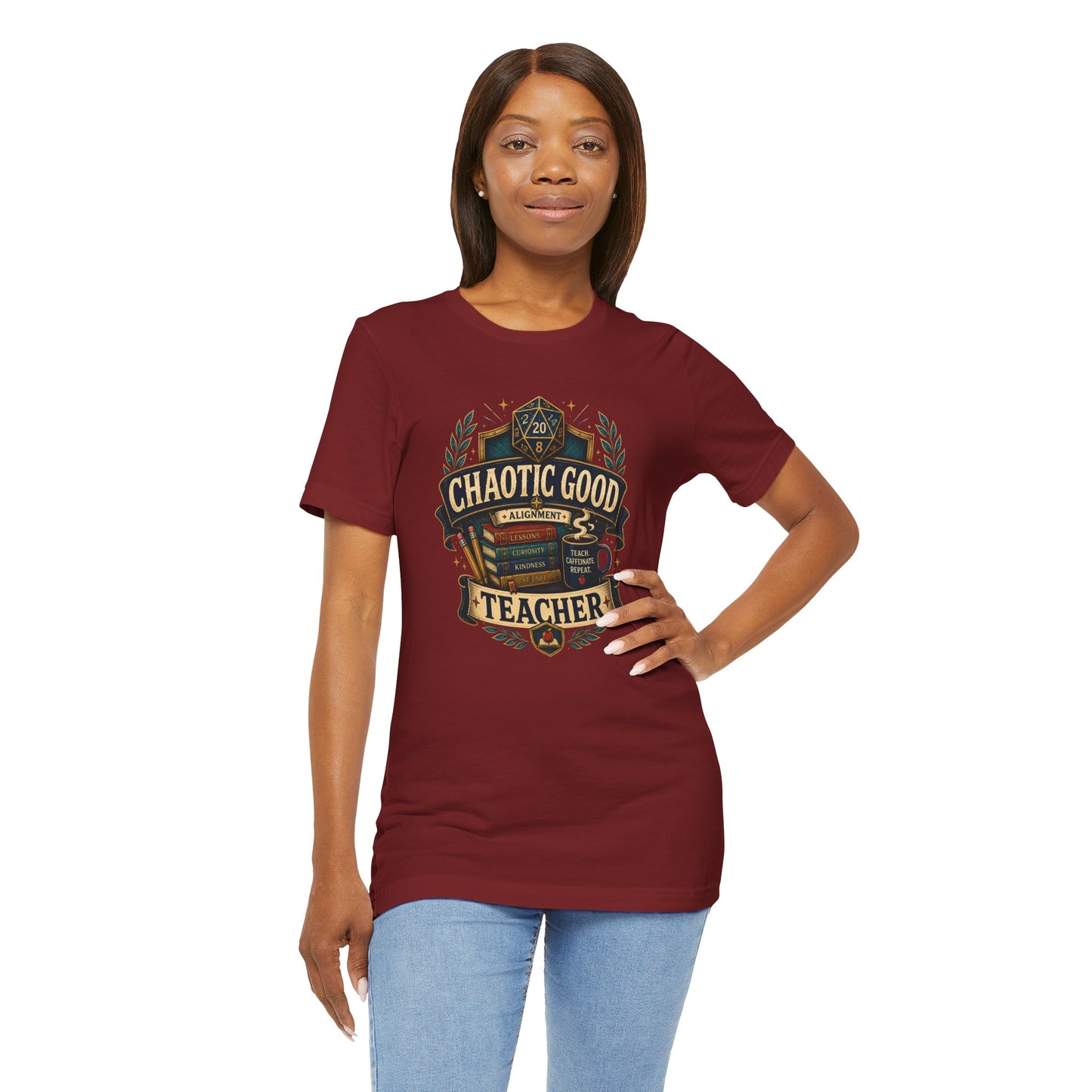 Chaotic Good Teacher T-Shirt – RPG Teacher Graphic Tee