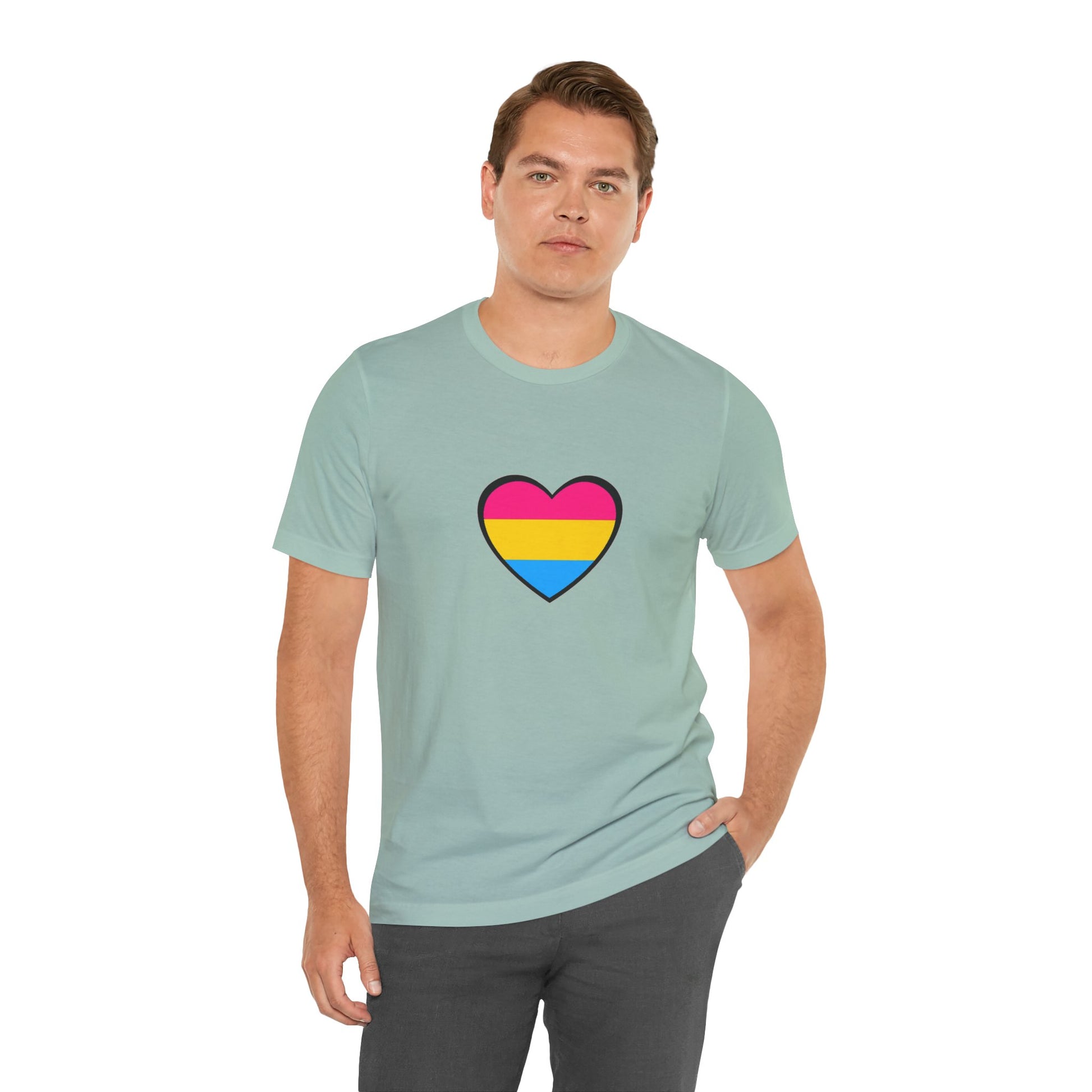 Pansexual Pride Flag Heart Tee – LGBTQ+ Pan Flag Minimalist Shirt - WhimSpin - https://whimspin.com