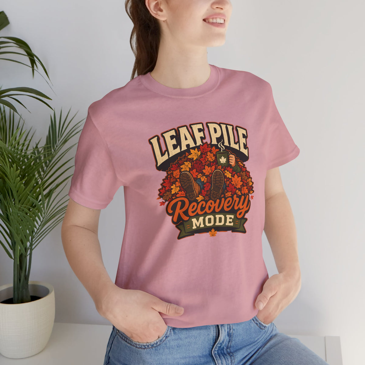Leaf Pile Recovery Mode T-Shirt – Funny Fall Leaves Tee
