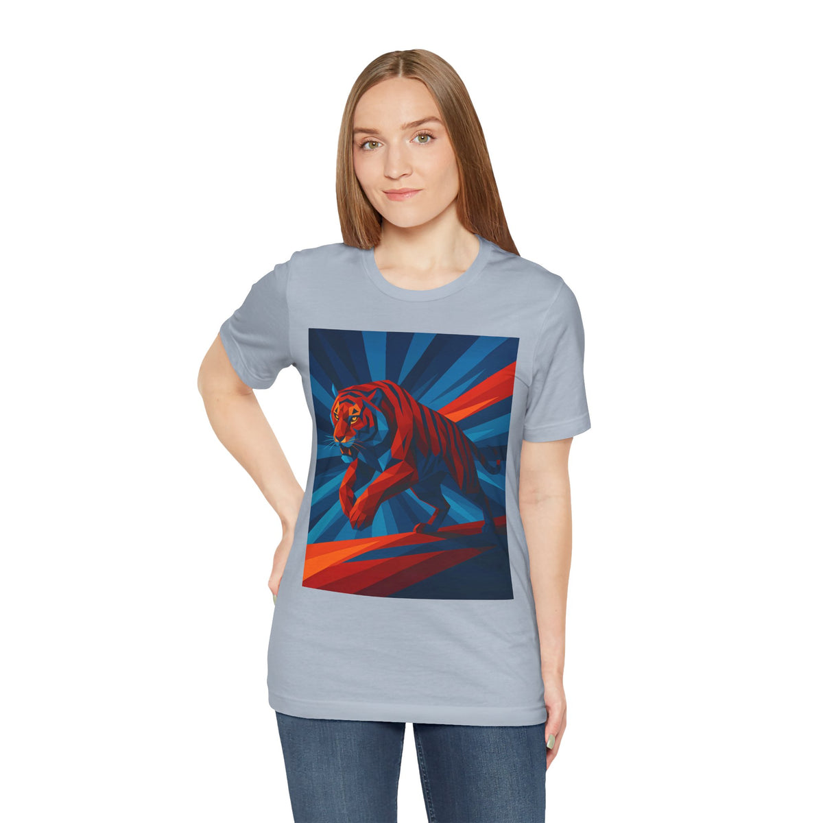 Geometric Tiger T-Shirt – Bold Jungle Animal Tee in Abstract Style - WhimSpin - https://whimspin.com