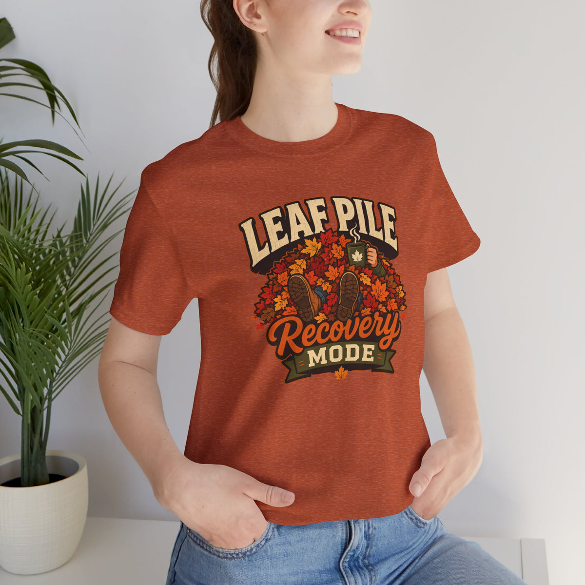 Leaf Pile Recovery Mode T-Shirt – Funny Fall Leaves Tee
