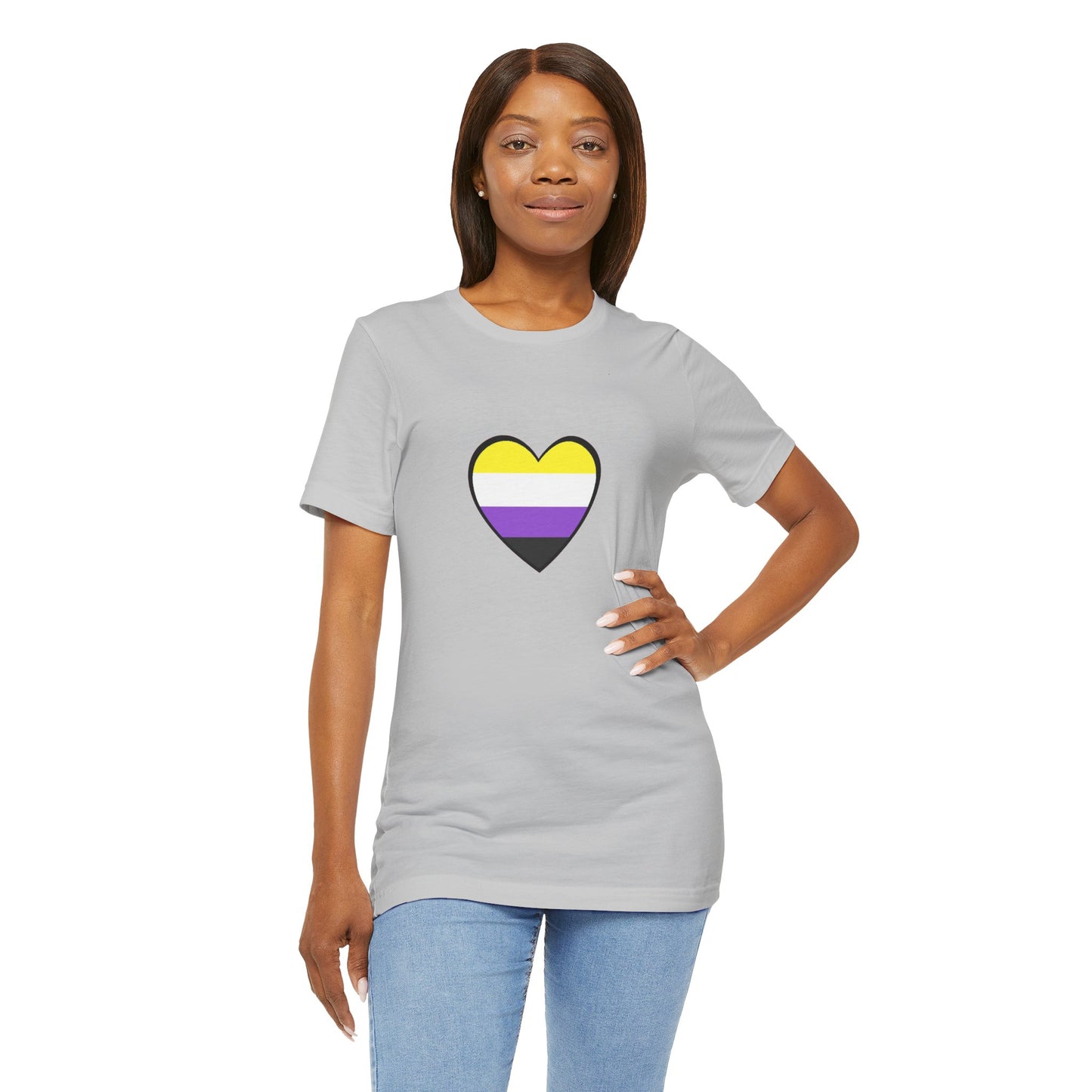 Nonbinary Pride Flag Heart T-Shirt – Unisex LGBTQ+ Graphic Tee
