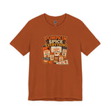 Rust orange t-shirt with colorful “Pumpkin Spice Everything” graphic on the front