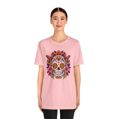 Floral Sugar Skull T-Shirt – Colorful Día de los Muertos Inspired Tee