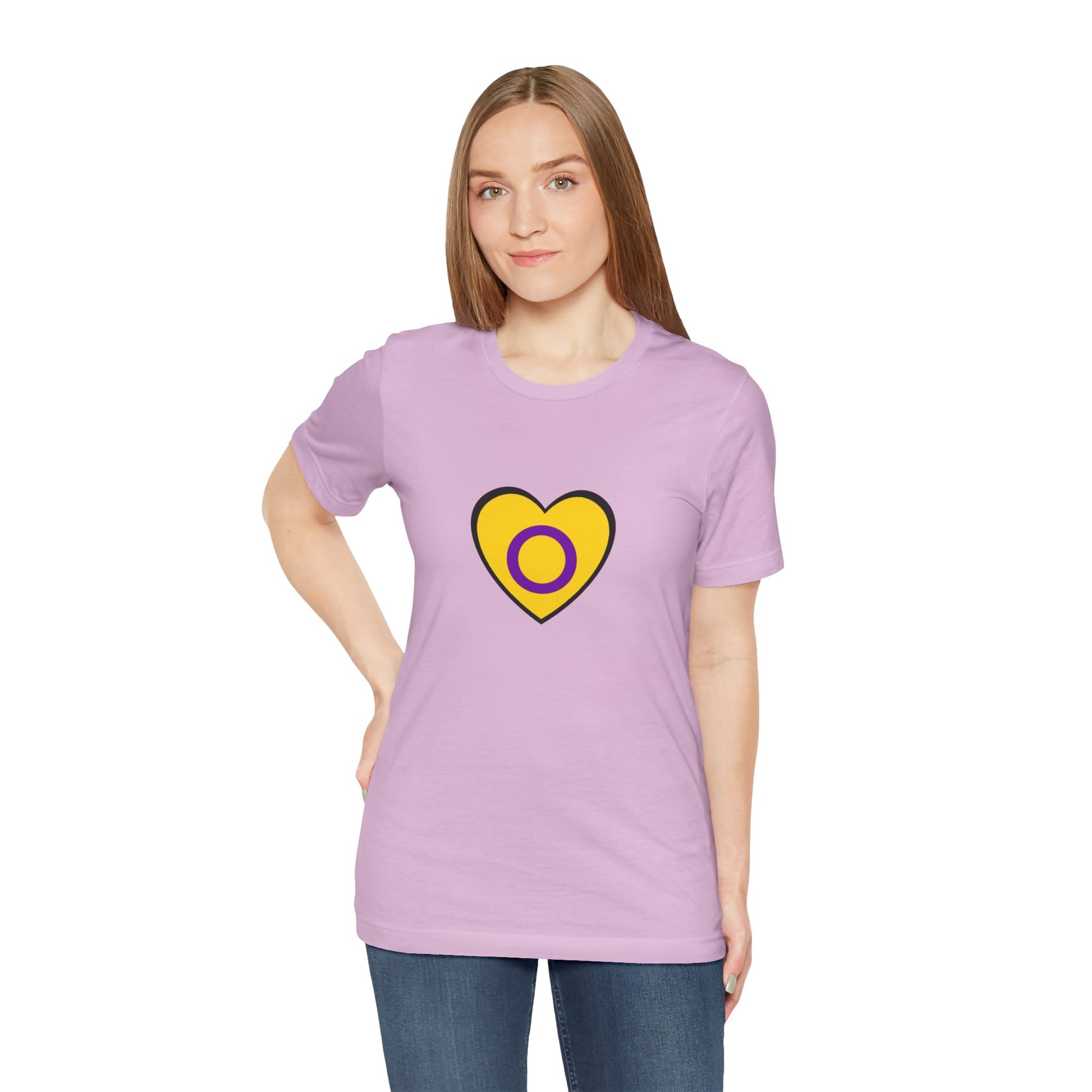 Intersex Pride Flag Heart T-Shirt – Minimalist LGBTQ+ Support Tee - WhimSpin - https://whimspin.com