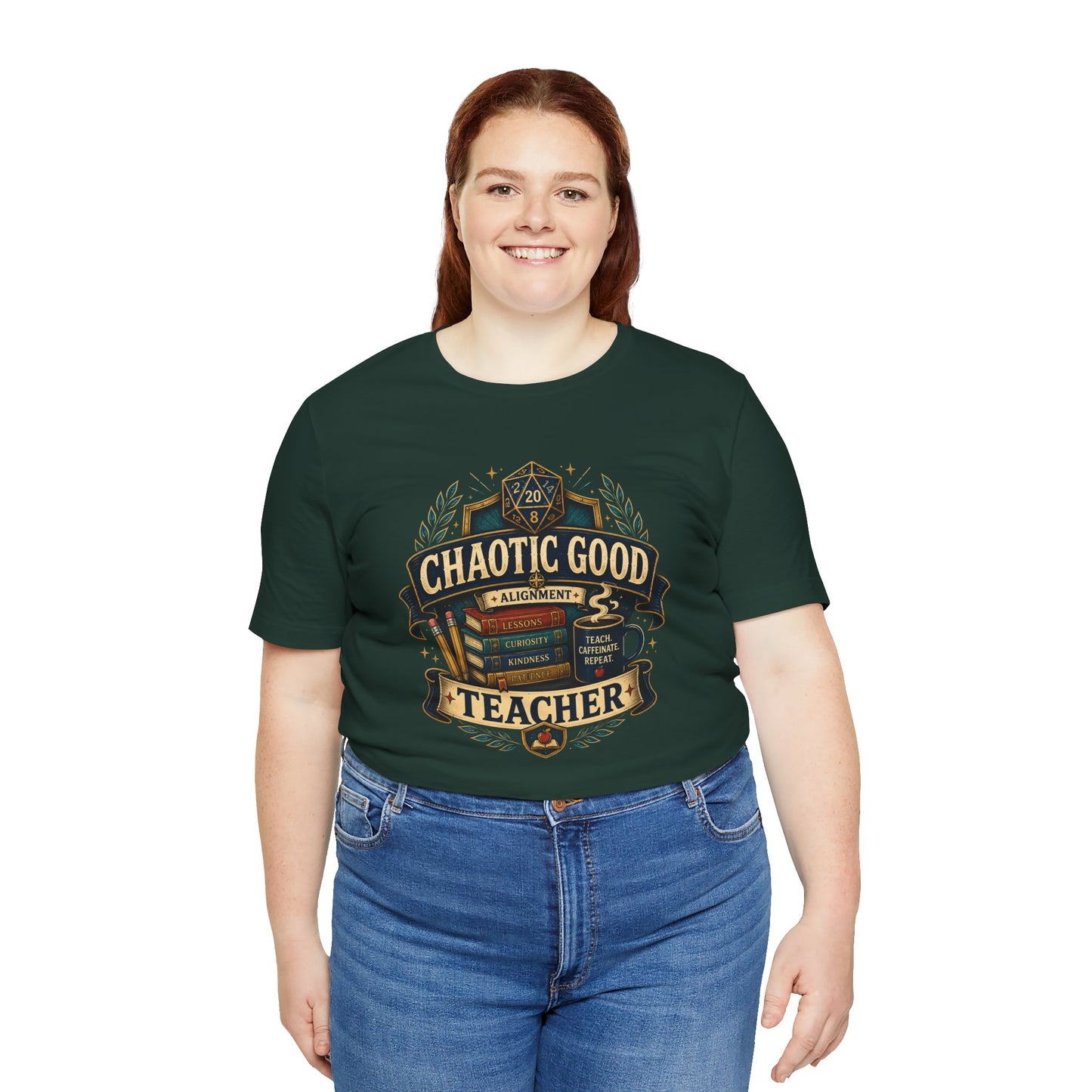 Chaotic Good Teacher T-Shirt – RPG Teacher Graphic Tee