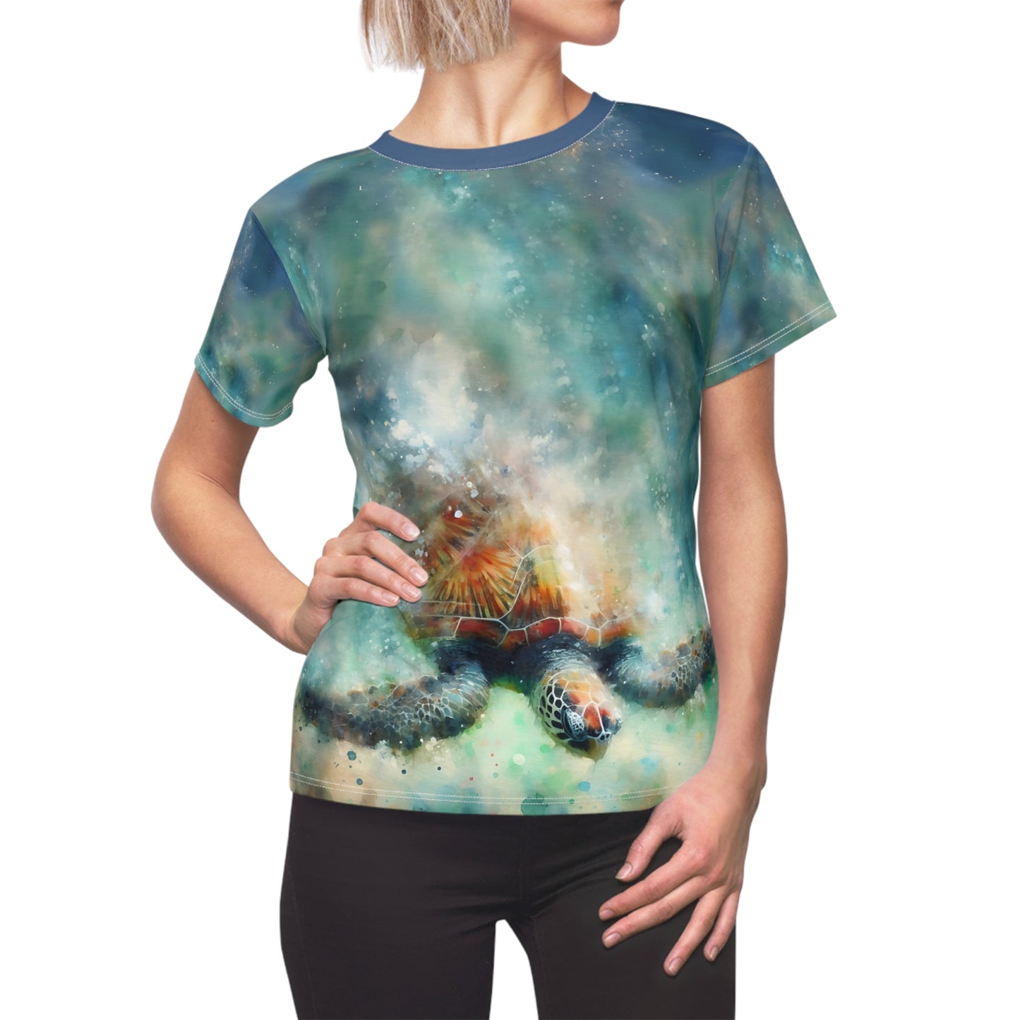 Watercolor Sea Turtle T-Shirt – Women’s Ocean-Inspired Graphic Tee