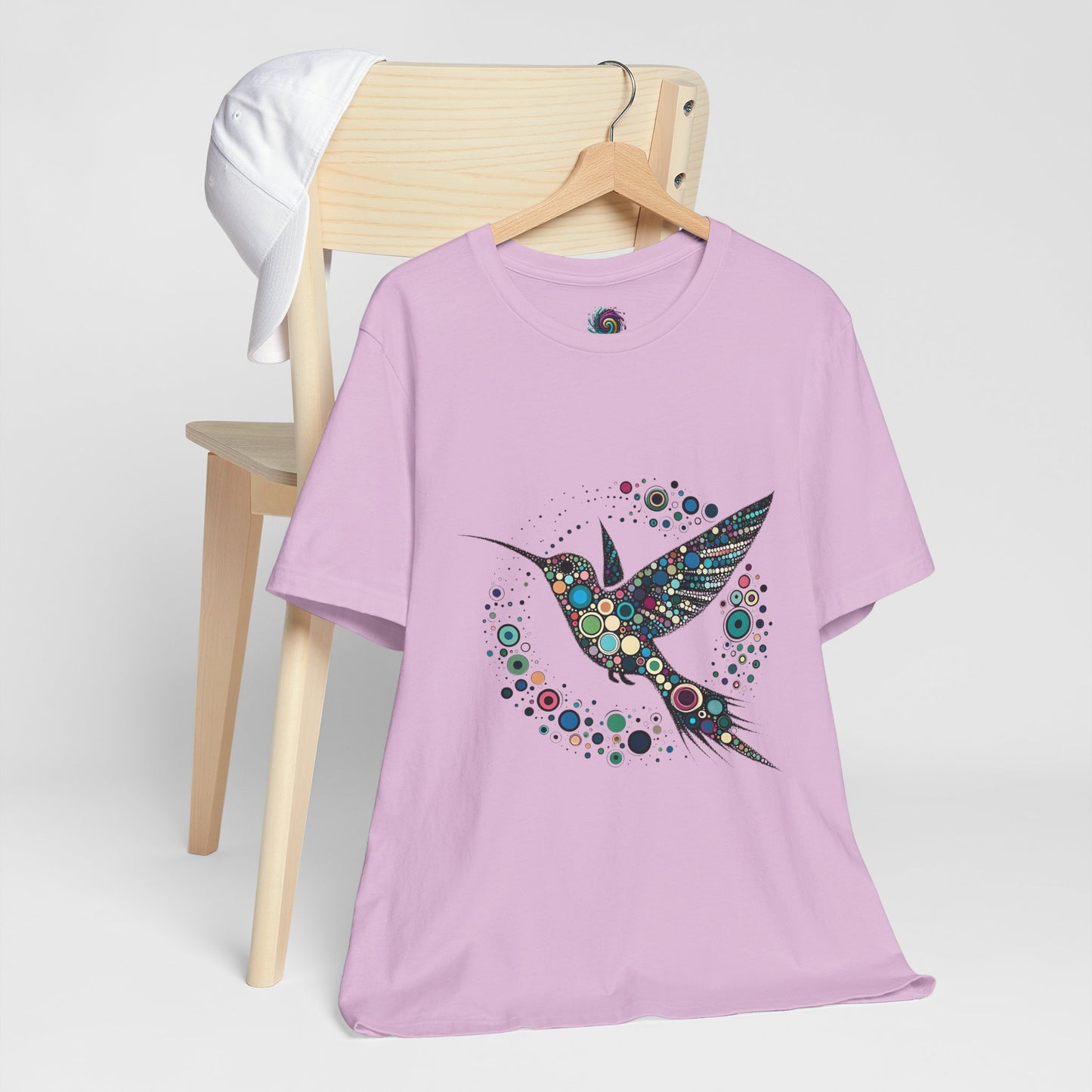 Hummingbird Dot Art T-Shirt – Colorful Nature-Inspired Graphic Tee