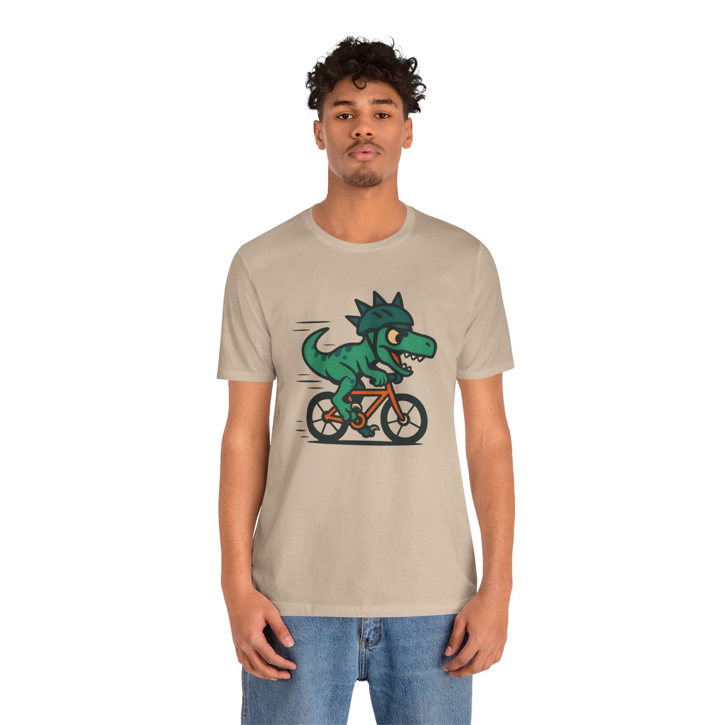 Velociraptor on a Bike T-Shirt – Funny Dino Velo Tee