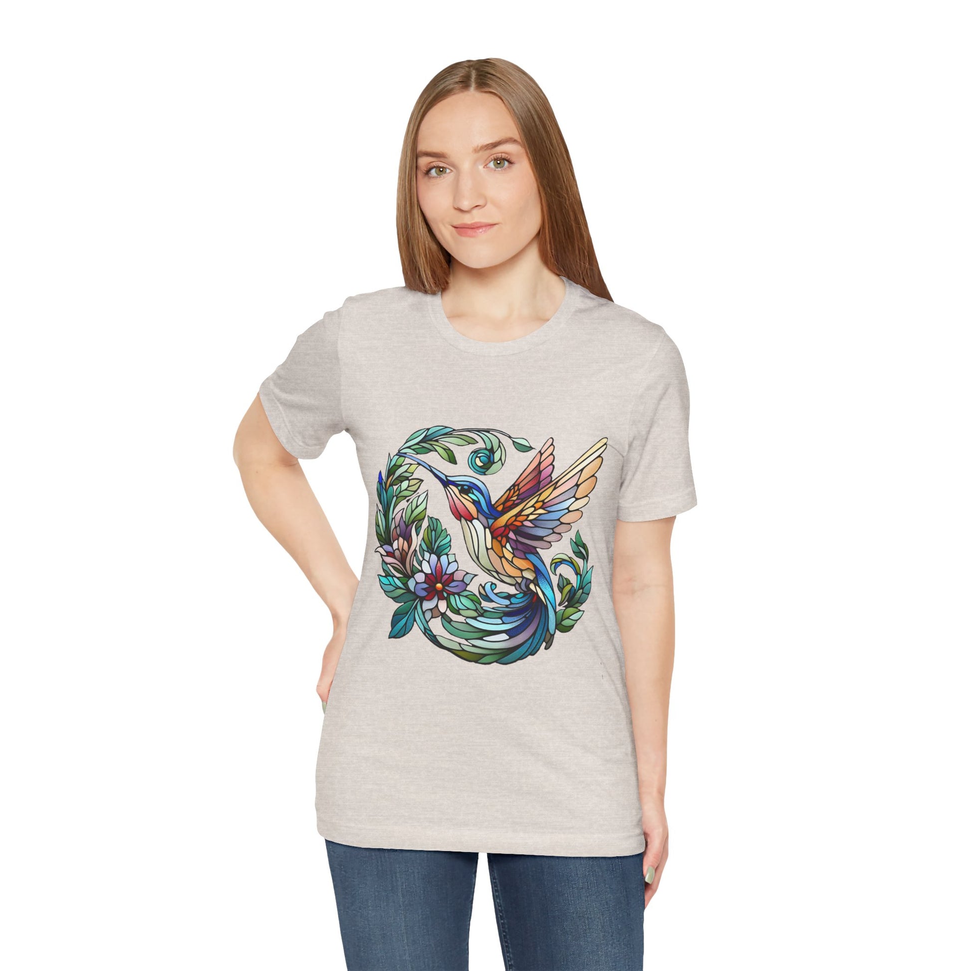 Stained Glass Hummingbird Tee – Vibrant Nature Shirt - WhimSpin - https://whimspin.com