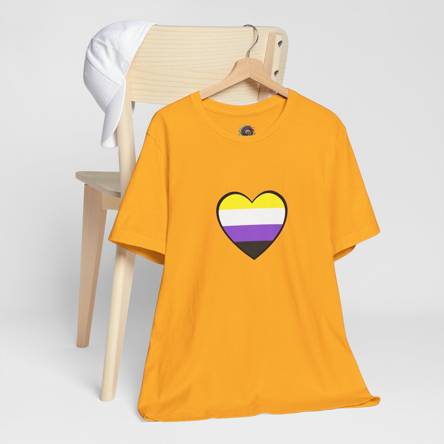 Nonbinary Pride Flag Heart T-Shirt – Unisex LGBTQ+ Graphic Tee