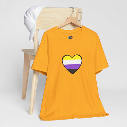 Nonbinary Pride Flag Heart T-Shirt – Unisex LGBTQ+ Graphic Tee