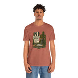 Rust crewneck graphic T-shirt with centered 