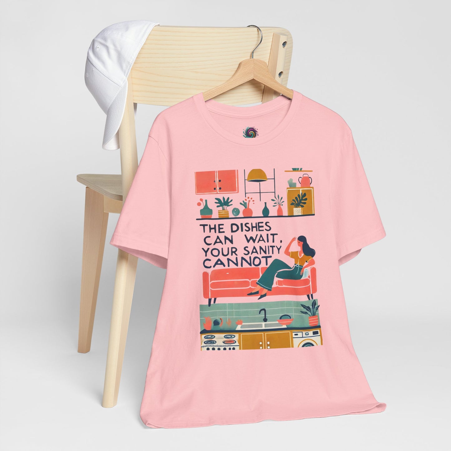 The Dishes Can Wait Graphic Tee – Funny Self-Care Comfort Shirt