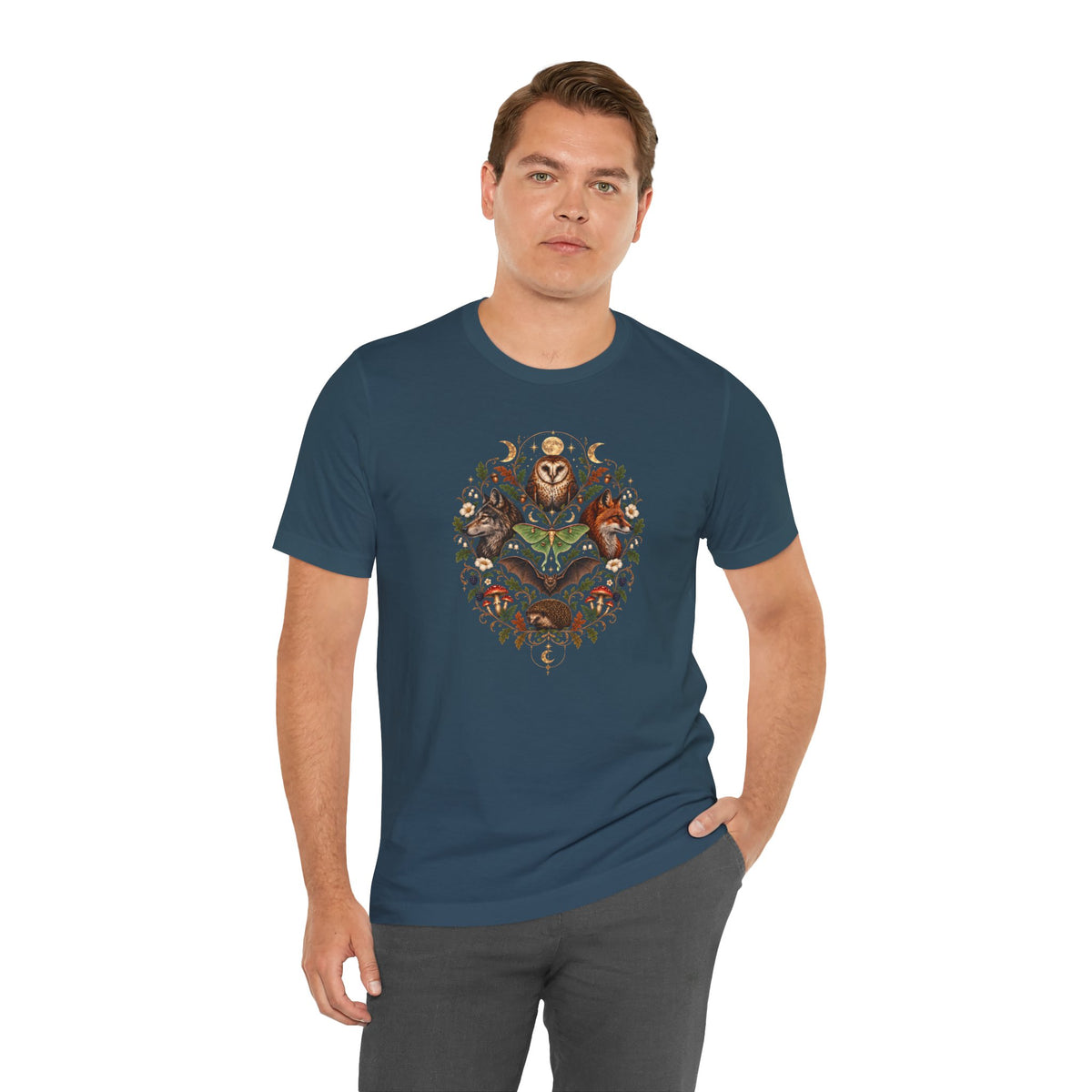 Nocturnal Woodland Animals T-Shirt – Moonlit Nature Tee