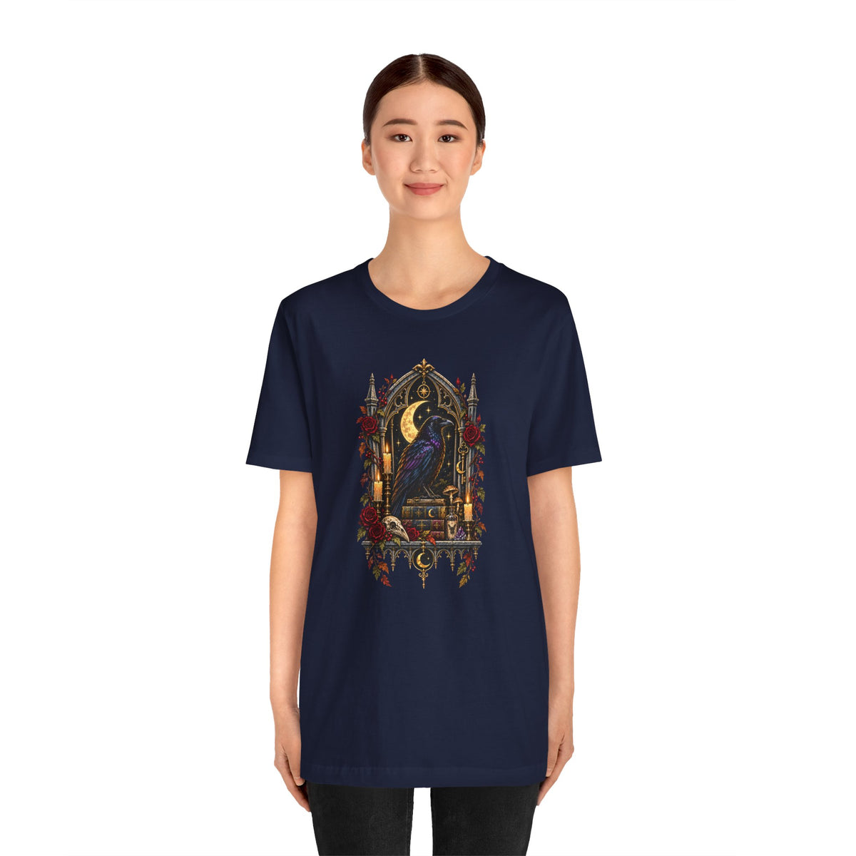 Raven’s Reliquary Tee – Gothic Moonlit Raven T-shirt
