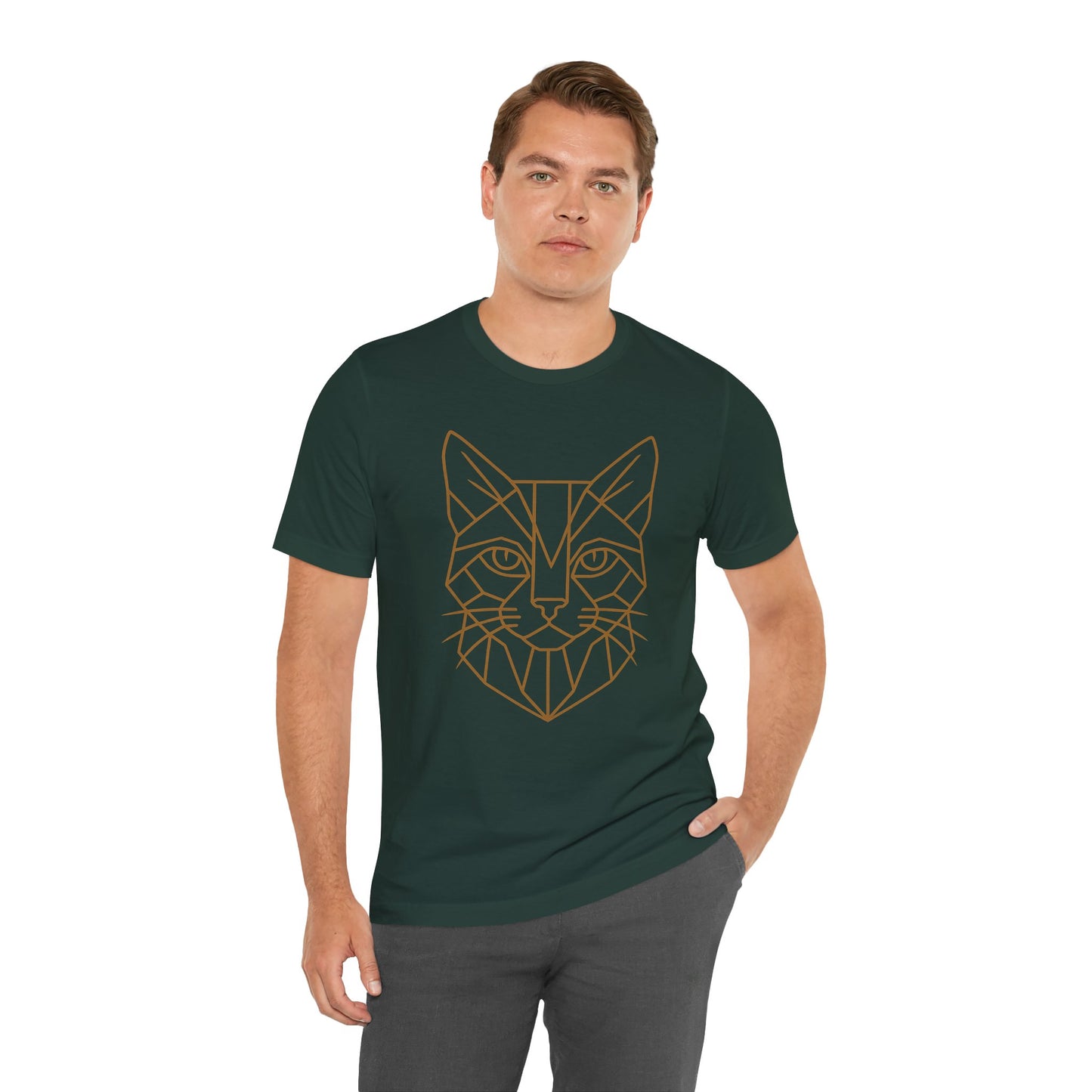 Geometric Cat T-Shirt – Minimalist Line Art Tee